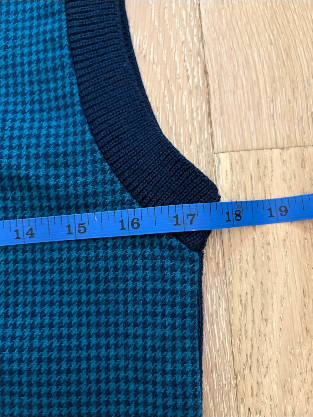 Pendleton Vintage Navy Navy/Turquoise  Blue Houndstooth Check Sweater Vest Sz S - Picture 5 of 8